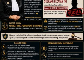 Advokat Rikha Permatasari Dorong TNI-Polri Tindak Tegas Pelaku Pemalsuan Identitas Berkedok Aparat dan Kuasa Hukum