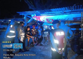 Patroli Tengah Malam, Polsek Baguala dan Dit Samapta Polda Maluku Pastikan Ambon Tetap Aman dan Kondusif