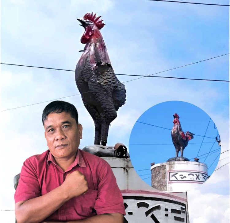 Kolase gambar: Tugu Dayok Mirah sebelum dan sesudah rusak (insert: Azhari Nasution)