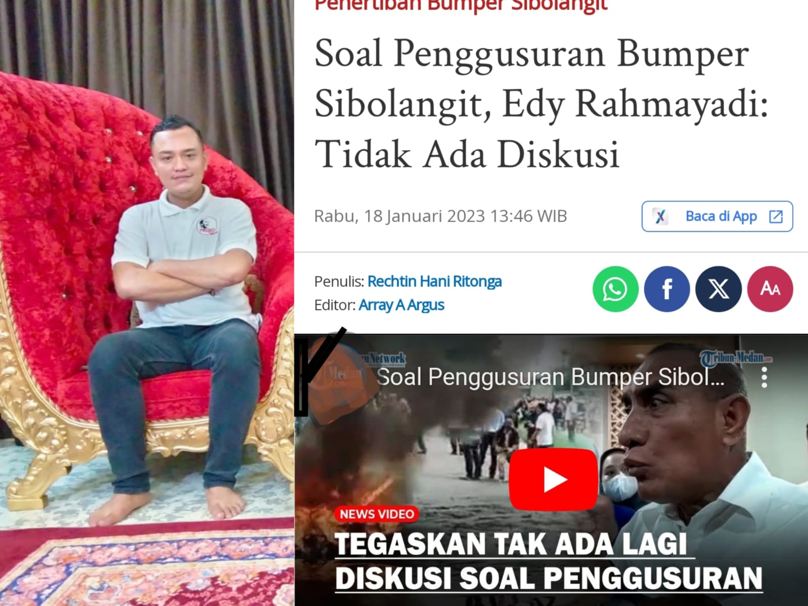 Poto Wakil ketua Projo Muda Sumut dan Berita Edy Rahmayadi menolak berdiskusi terkait penggusuran