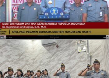 Menuju Era Baru Bersama Menkumham Baru, Jajaran Lapas Pematangsiantar Ikuti Apel Pagi Bersama