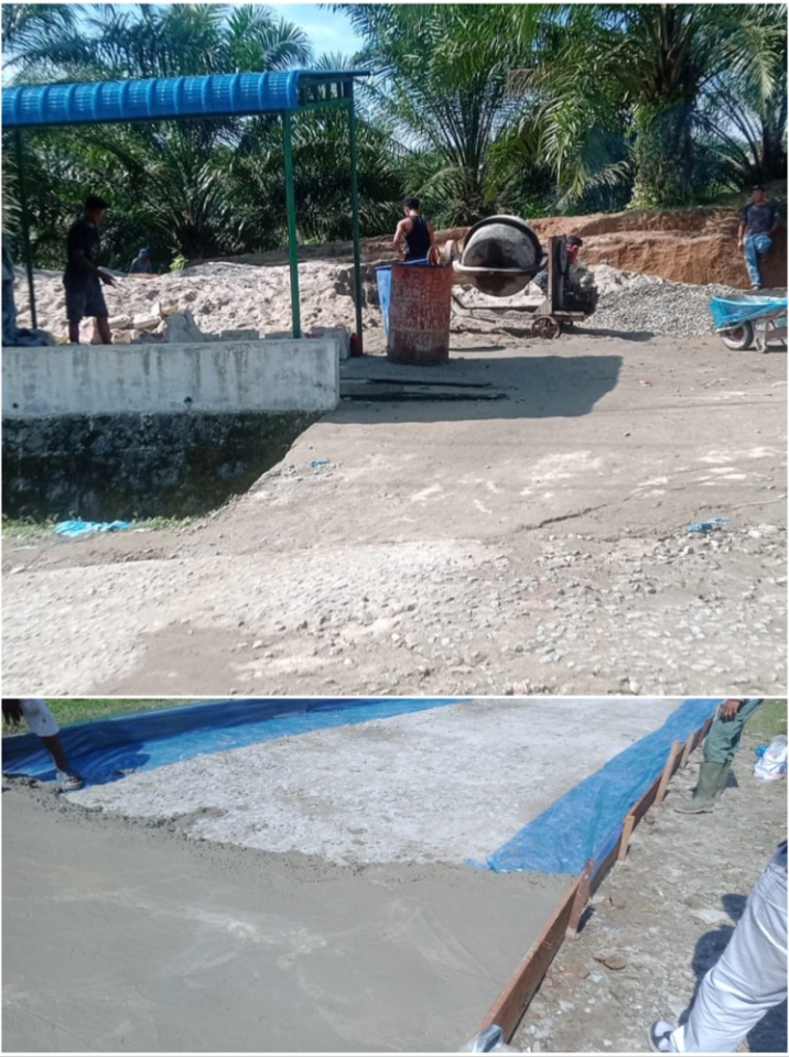 Proses pengerjaan rabat beton di Nagori Parbalogan