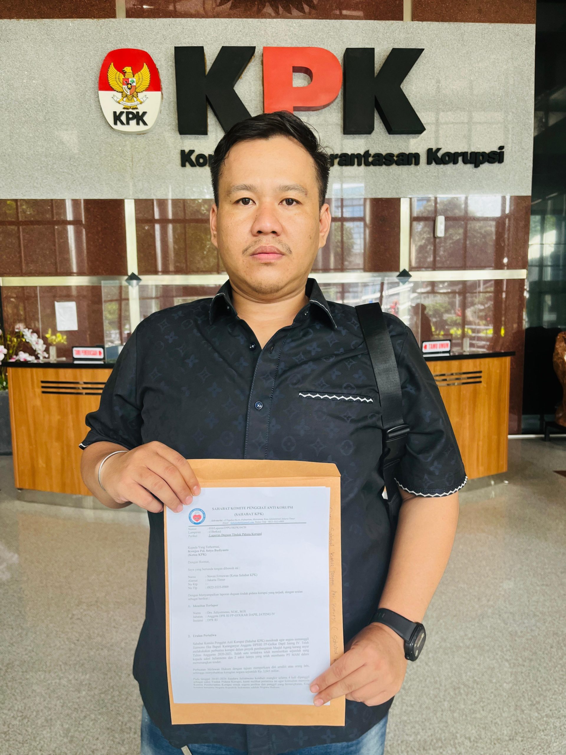 Novan Ermawan Laporkan Eks Bupati Karanganyar Juliyatmono ke KPK, Dorong Penegakan Hukum yang Adil
