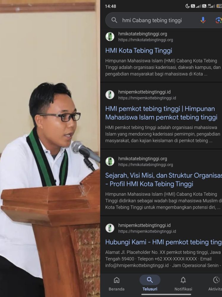 Beredar Website Dan Portal Fake HMI Cabang Tebing Tinggi, Formatur Ketum HMI koms Lafran pane Tebing Tinggi nyatakan itu Fake dan tidak Bertanggungjawab jika ada kerugian yang di timbulkan.
