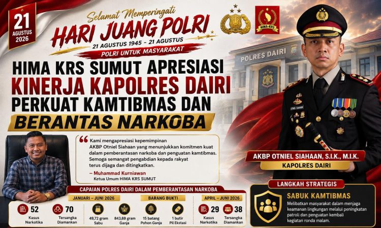 Momentum Hari Juang Polri, HIMA KRS Sumut Apresiasi Kinerja AKBP Otniel Siahaan dalam Memperkuat Kamtibmas dan Memberantas Narkoba