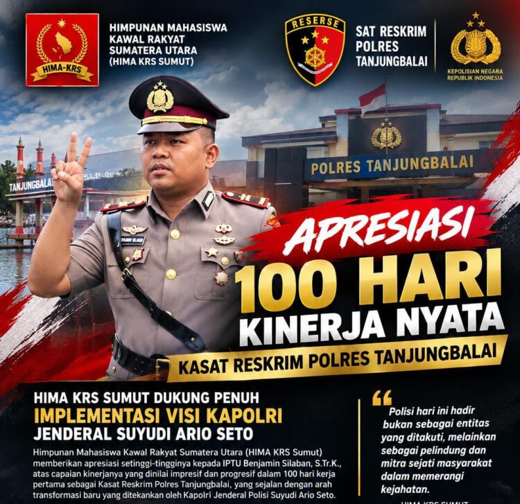 Implementasikan Visi Kapolri Jenderal Suyudi Ario Seto, HIMA KRS Sumut Apresiasi 100 Hari Kinerja Nyata Kasat Reskrim Polres Tanjungbalai