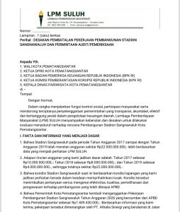 LPM Suluh Desak Pembatalan Proyek Stadion Sangnawaluh RP.7,4 M,Minta BPK dan KPK Turun Audit