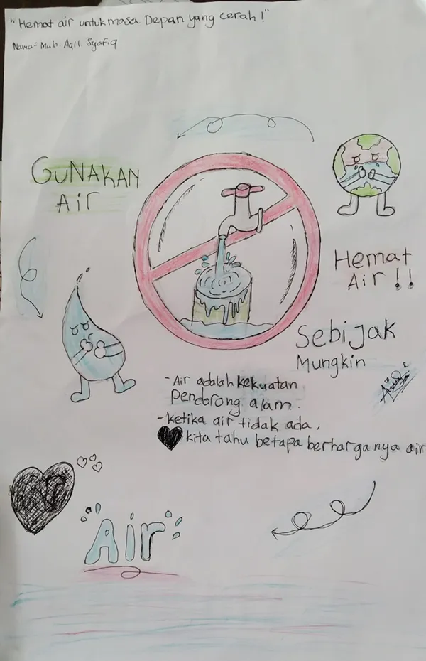 Poster "Hemat Air Untuk Masa Depan yang Cerah"