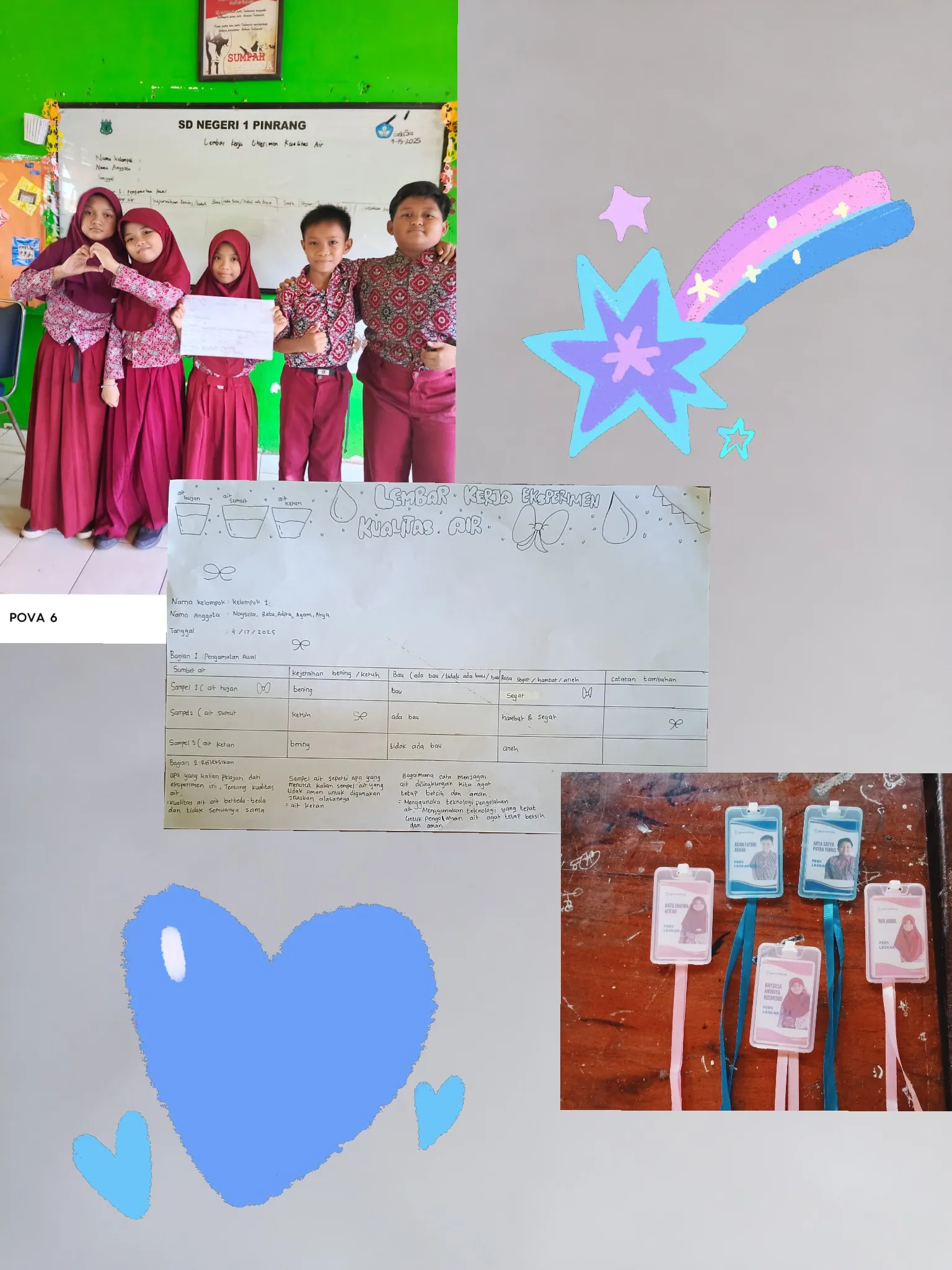 Melakukan eksperimen pengamatan kejernihan air bersama teman sekelompok