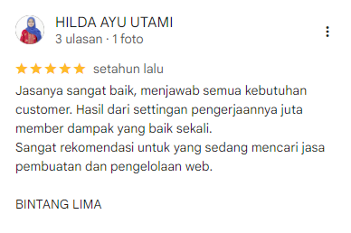 Testimoni Google Review - Hilda Ayu Utami