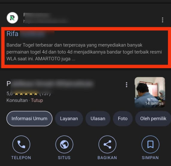 Hasil Pencarian yang Terinfeksi