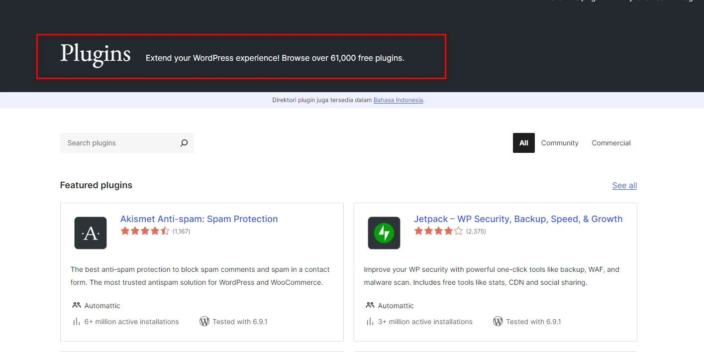 61000 total wordpress plugins