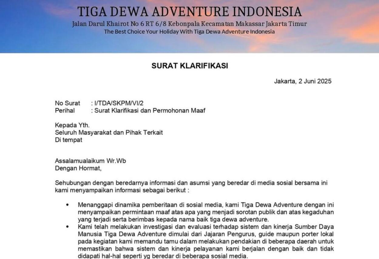 Klarifikasi Tiga Dewa Adventure Bikin Netizen Makin Geram