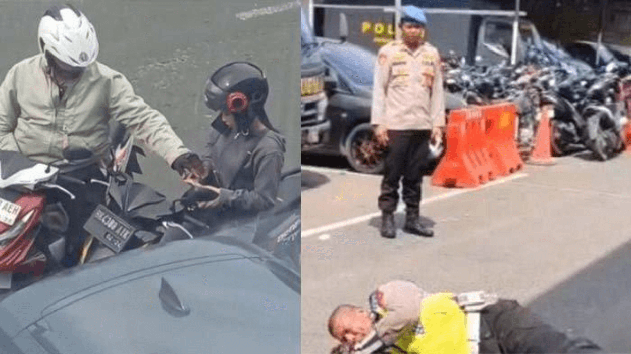 Minta Uang ke Pengendara Buat Sarapan, Polantas Medan Dihukum Guling-guling di Aspal