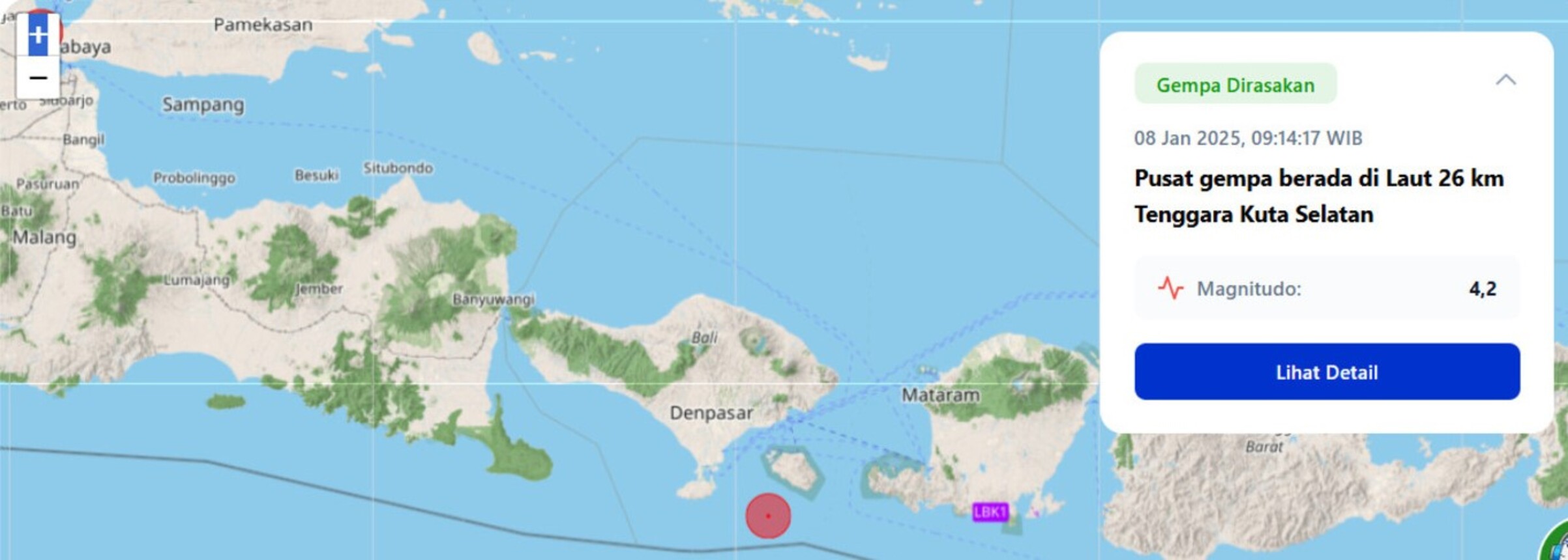 Hari Ini Gempa 4,2 Magnitudo Guncang Lombok, Bali dan NTB Ikut Terdampak