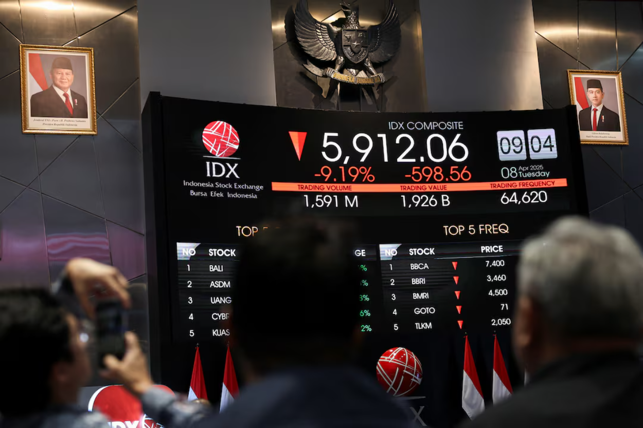 Rupiah Cetak Rekor Terendah, IHSG Anjlok Imbas Tarif AS