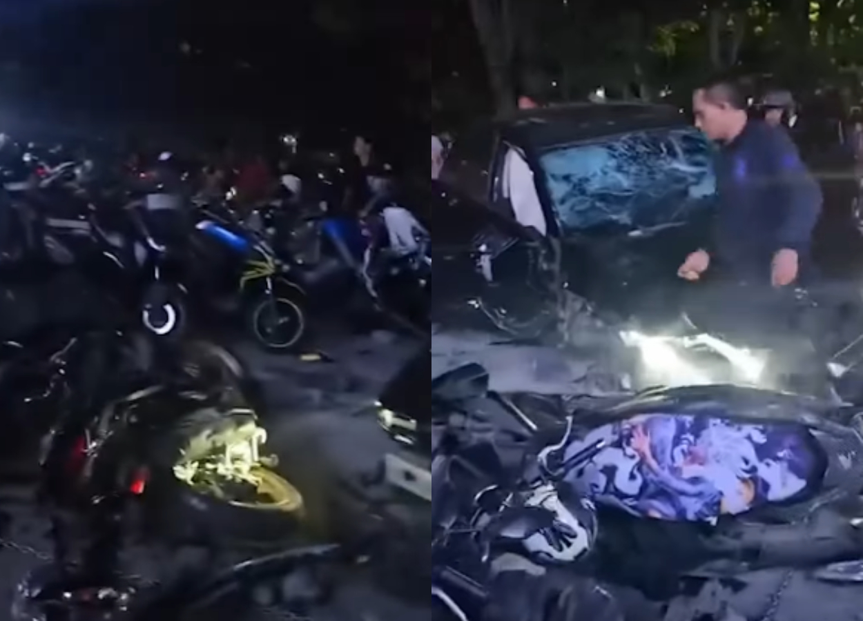 Sunter Gempar! Mobil Hyundai Ngamuk Tabrak Puluhan Motor, Satu Orang Kritis!