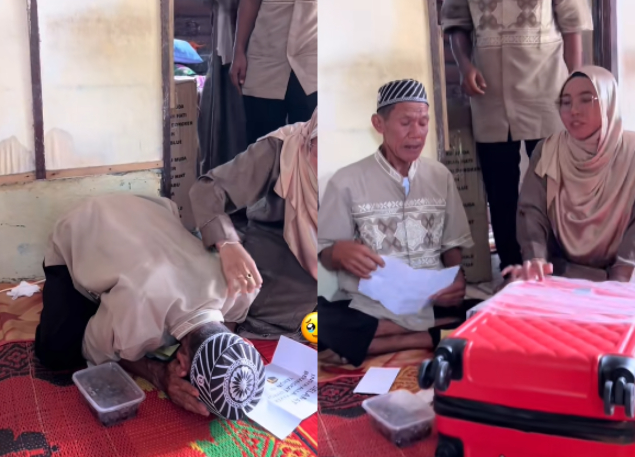 Viral THR Umrah Bikin Netizen Nangis, Momen Wanita Ini Bikin Kakeknya Sujud Syukur
