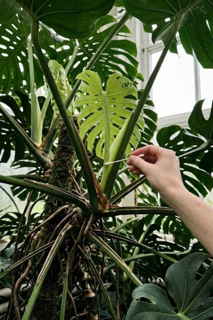 Pest Control and Protection for Developing Monstera Fruit