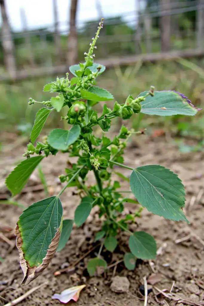 Anting-anting leaf, flower spike, and pinhead capsule showing the five field marks together