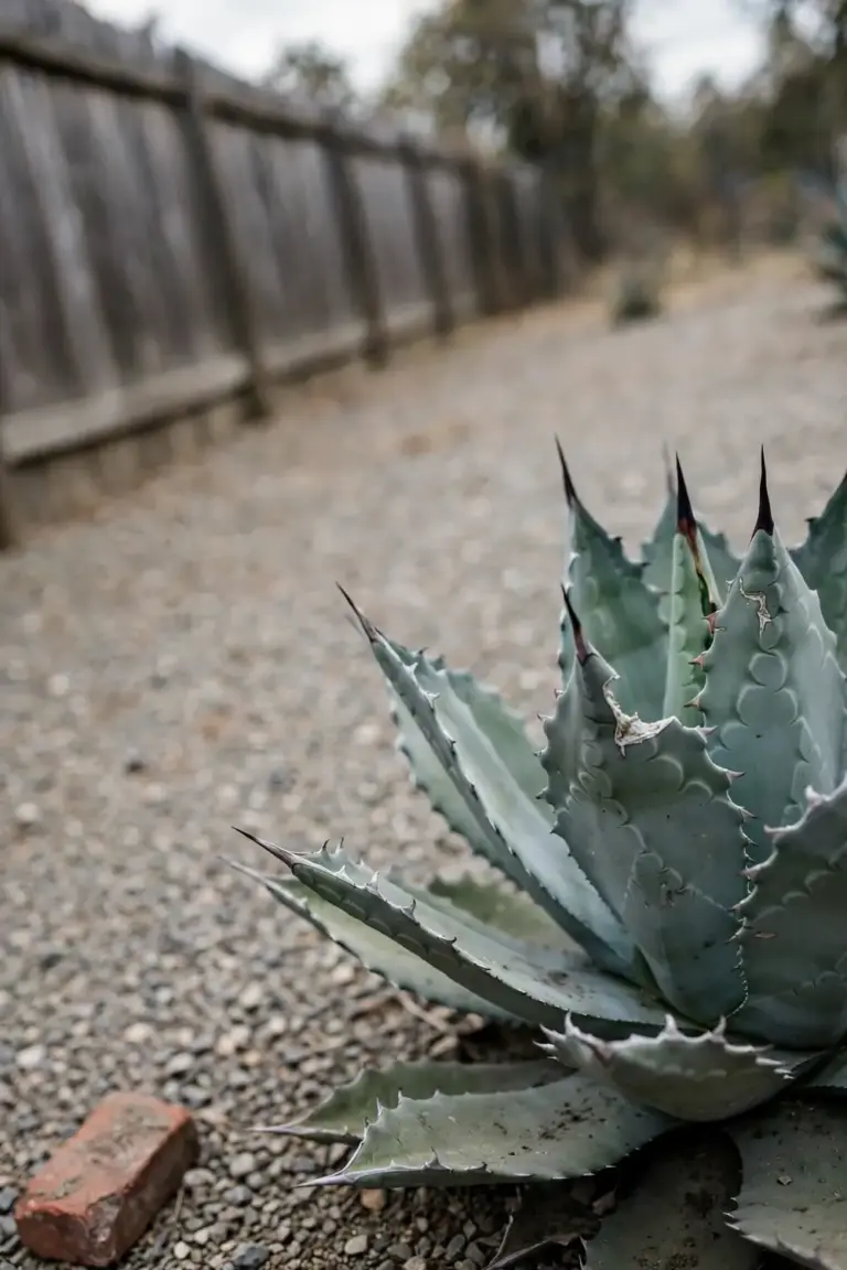 Agave rosette with toothed fleshy leaves and a terminal spine on each leaf