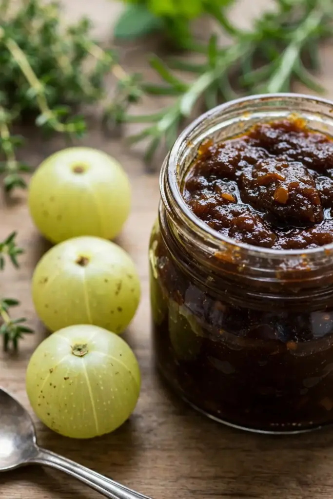 Jar of chyavanprash beside fresh amla fruits