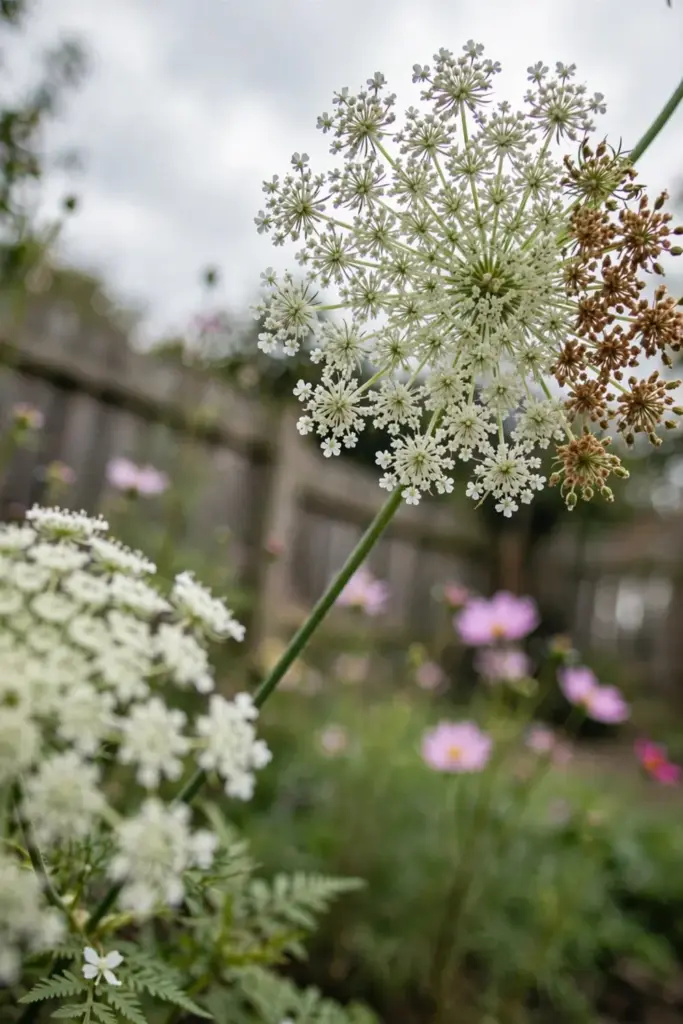 White ammi majus umbels floating above ferny foliage