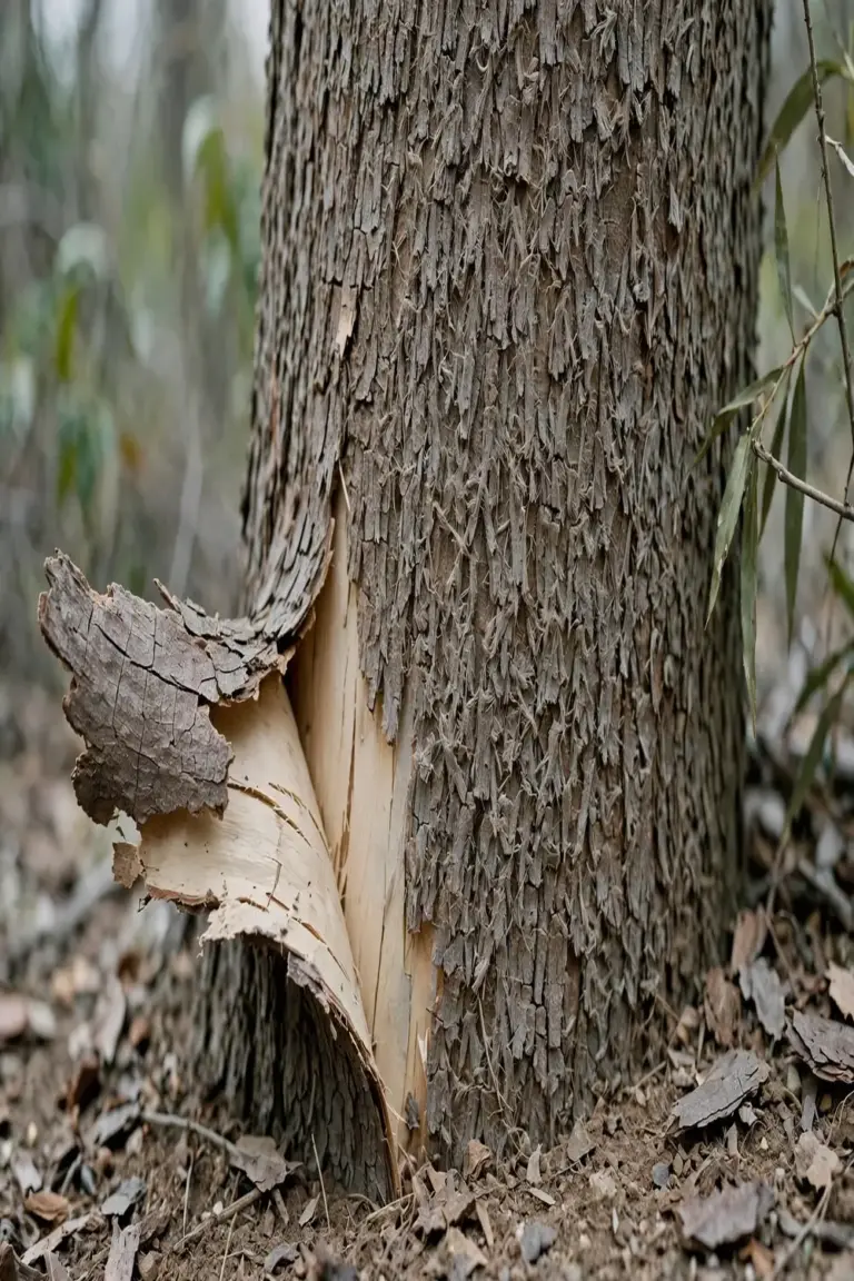 Box bark with short fibers and a plate shearing off