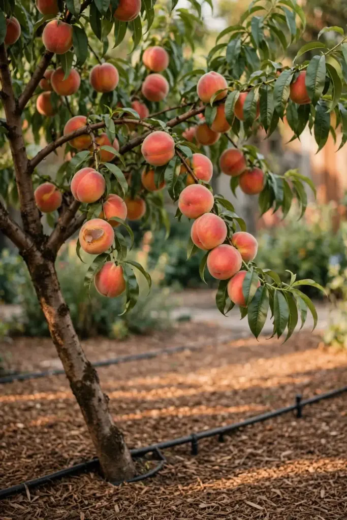 My own peach tree carrying sound fruit after a winter of mummy stripping.