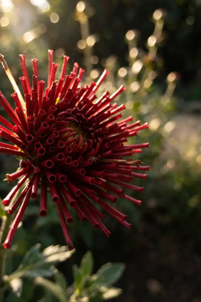 Brush thistle mum with projecting tube florets