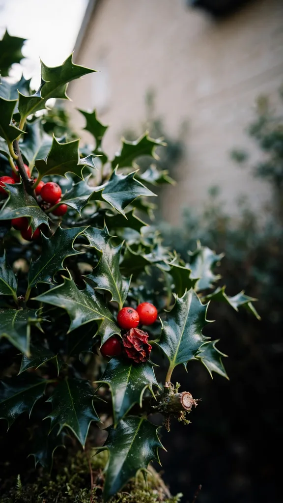 Holly tree carrying red berries