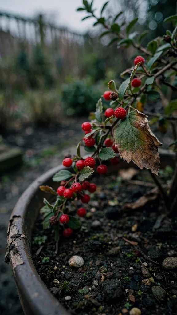 Berry branch left uncut on a shrub