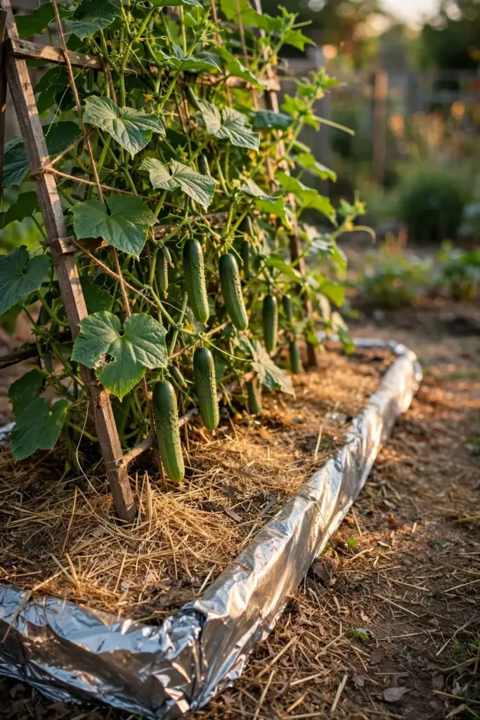My own bed growing healthy resistant cucumbers despite mosaic virus history.
