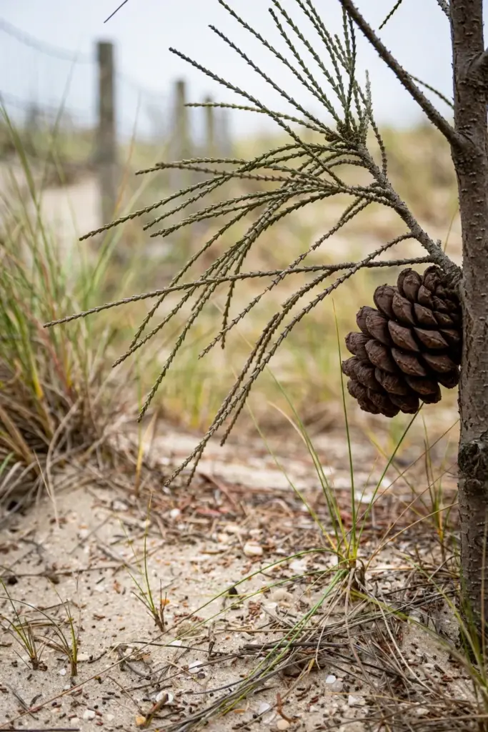 Coastal She-Oak stiff branchlets with a large barrel shaped cone