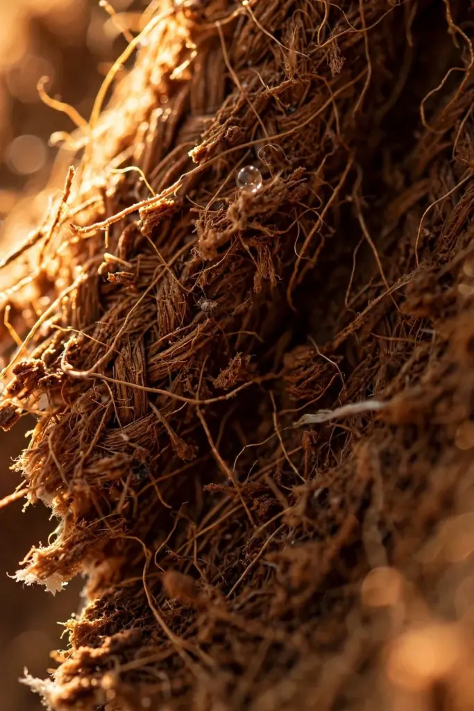 Coco fiber liner texture in sharp macro detail