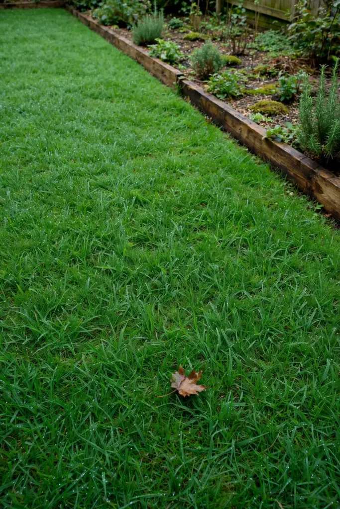 Dense healthy green lawn after recovery from blight