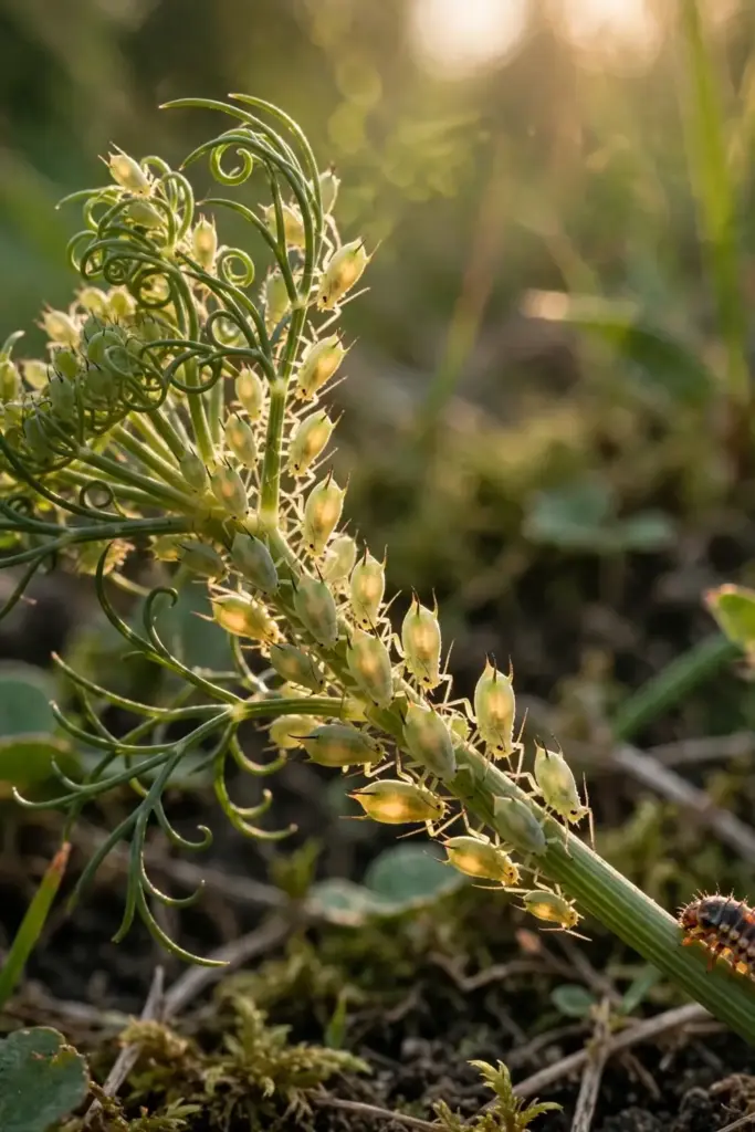 Aphids clustered on a tender dill growing tip