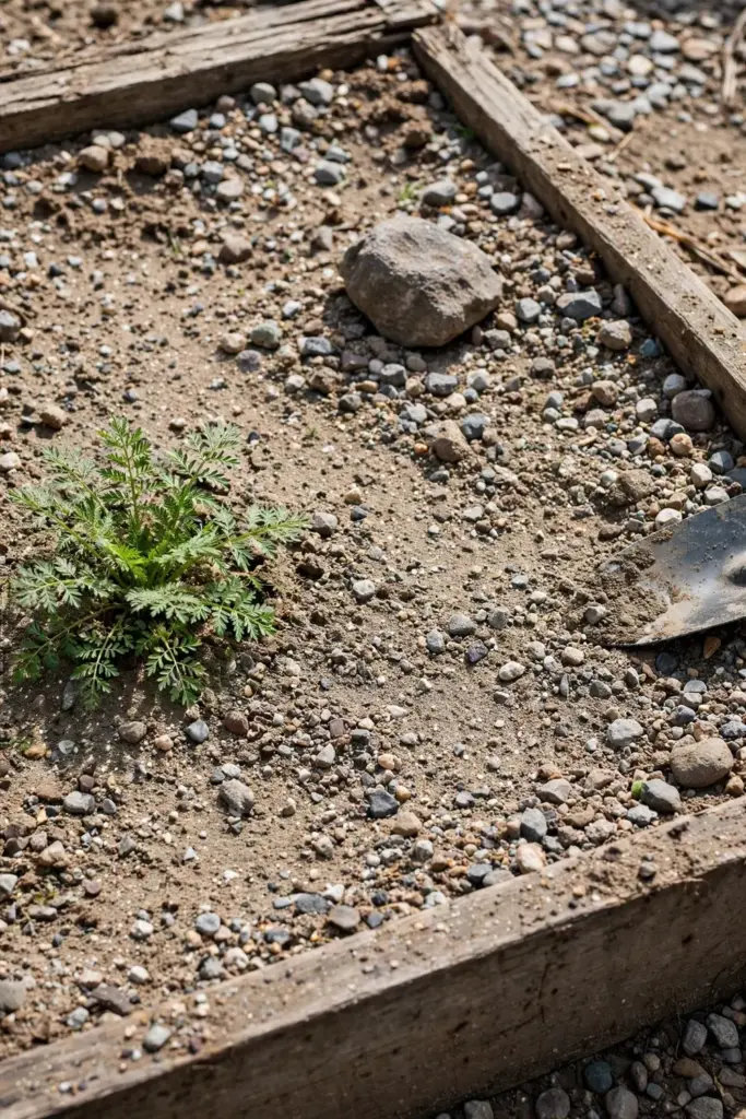 Gritty sandy soil with gravel in a raised asafoetida bed