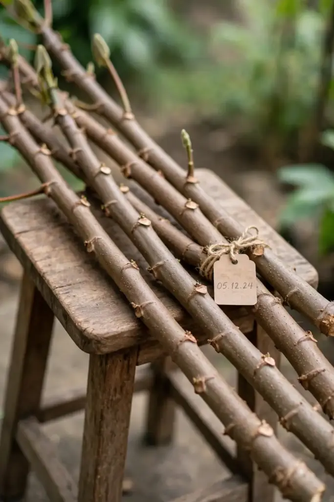 Mature cassia shoots with uniform brown bark ready for harvest