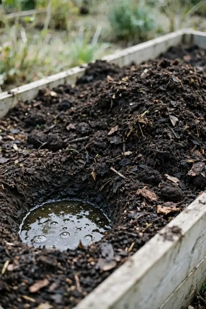 Compost worked into soil before planting tea chrysanthemums
