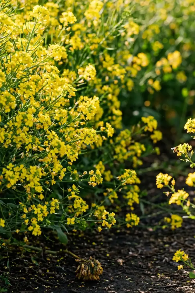 Wide bed of Indian mustard covered in yellow flowers