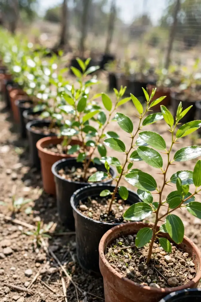 Fast-growing jujube seedlings with thorns in full sun