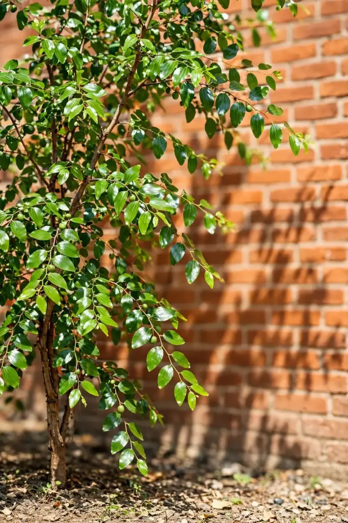 Jujube tree against a hot south-facing wall in full sun