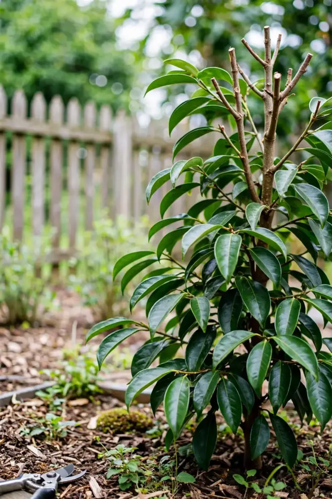 Young kokum tree with an open crown after light formative pruning