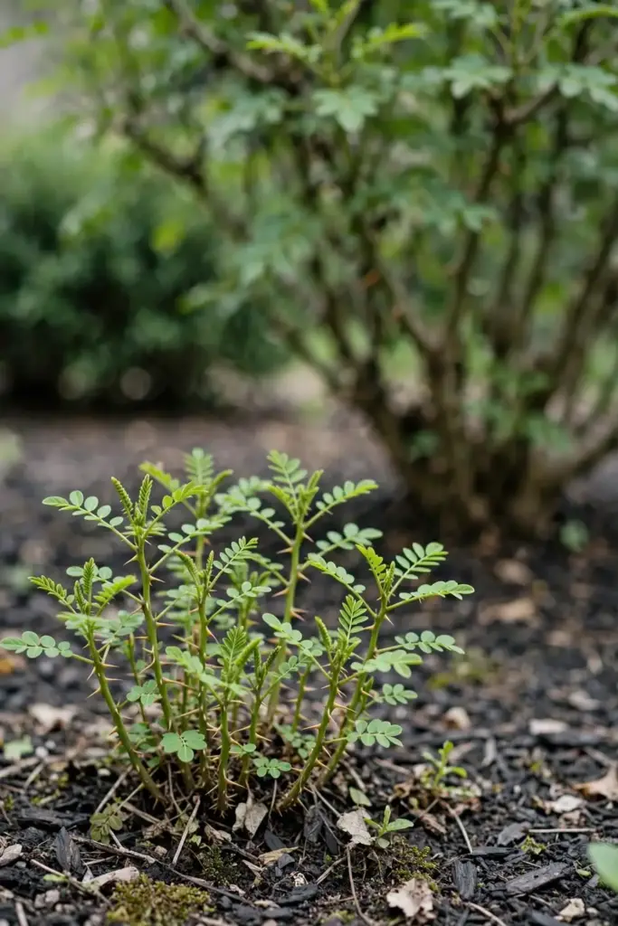 Sichuan pepper suckers sprouting around the base of a mature shrub