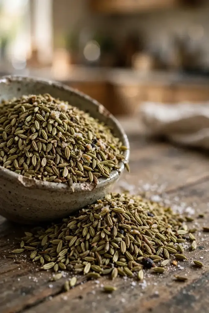 Small bowl of saunf mouth-freshener seeds