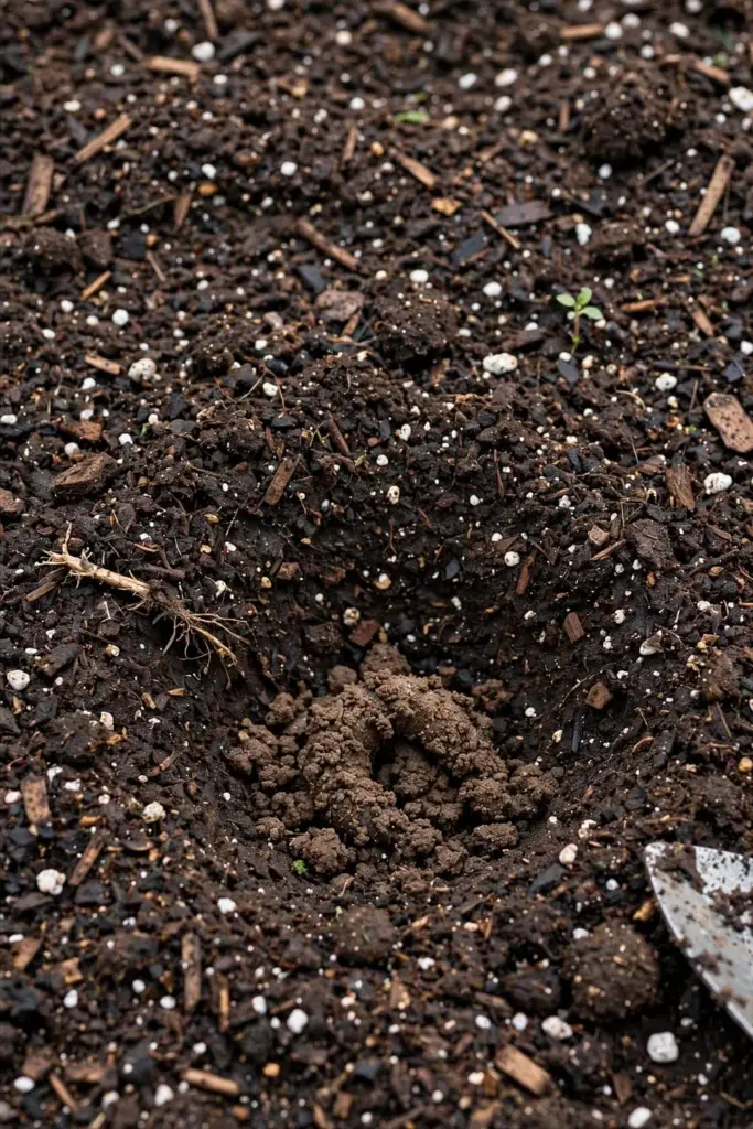 Rich crumbly garden soil with compost for fennel