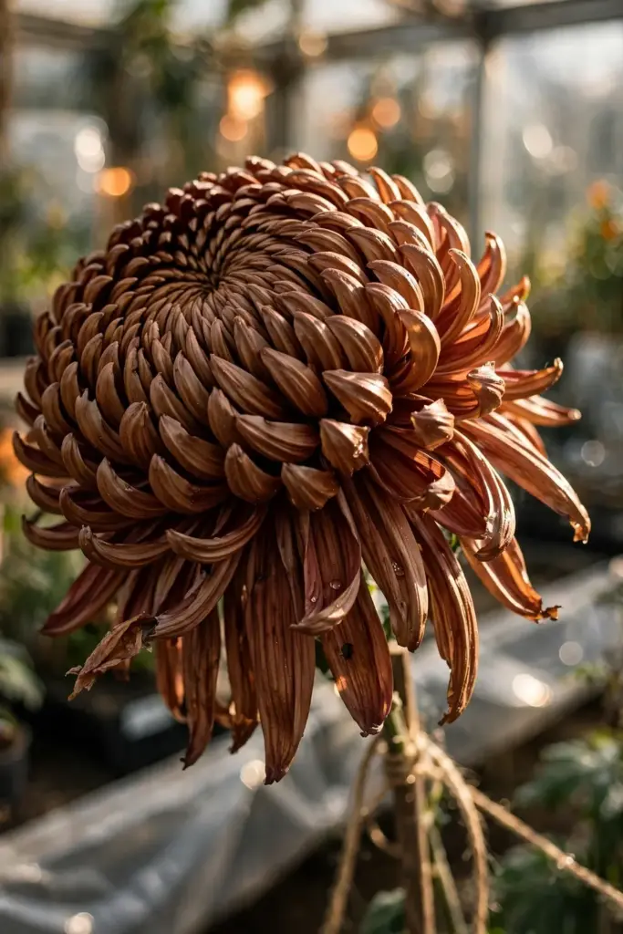 Giant skirted irregular incurve chrysanthemum bloom