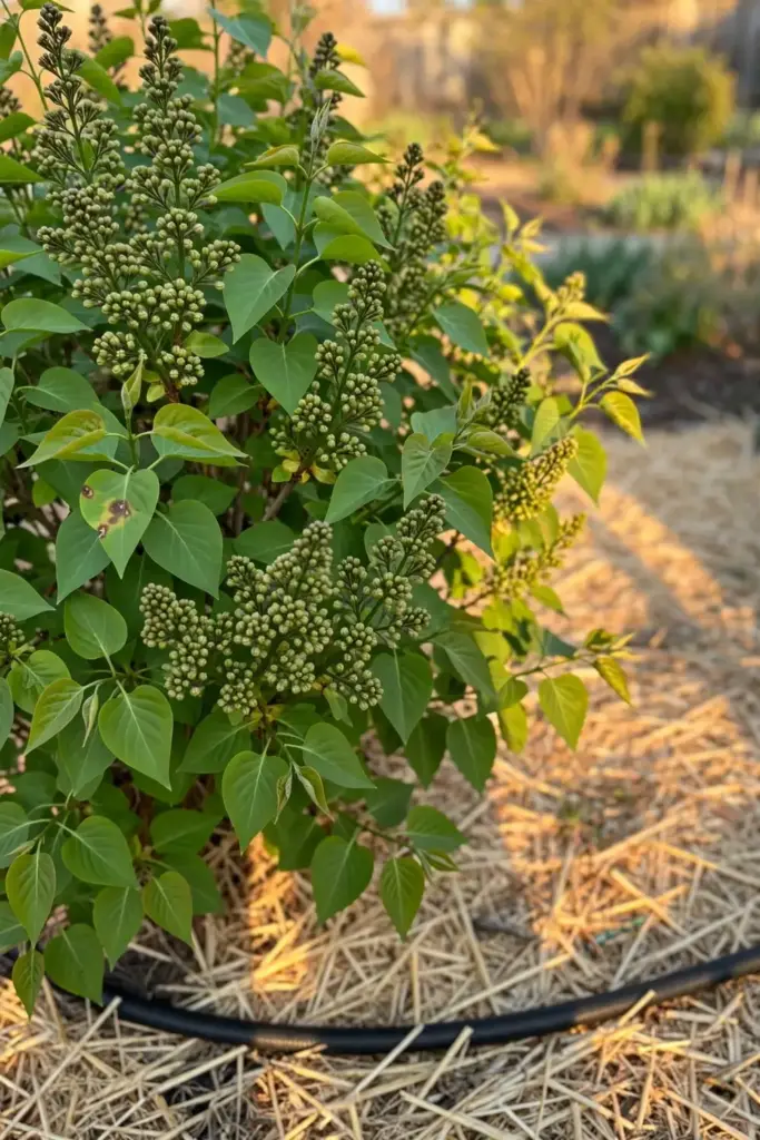 My own lilac shrub leafing out clean with fresh growth after leaf spot.