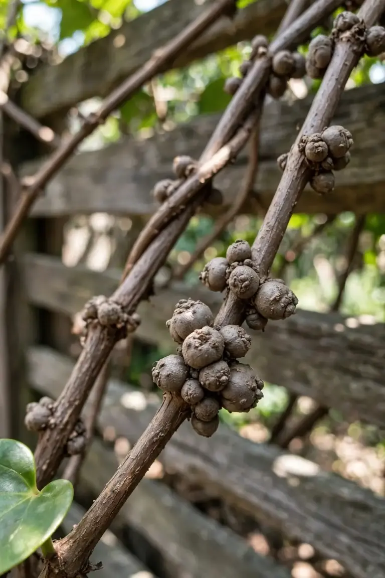 Madeira vine stems studded with warty aerial bulbils